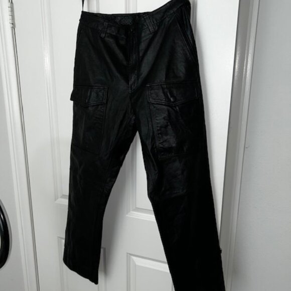 Leather Pants with Cargo Pockets by DKNY. Waist: 34. Length: 31. - Picture 1 of 6